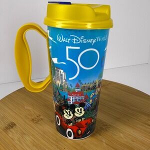 Walt Disney World 50th Anniversary Travel Mug with Handle & Lid Souvenir‎